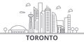 Toronto architecture line skyline illustration. Linear vector cityscape with famous landmarks, city sights, design icons Royalty Free Stock Photo