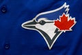 Toronto Blue Jays baseball close up to their logo on a jersey