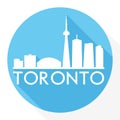 Toronto Canada America Round Icon Vector Art Flat Shadow Design Skyline City Silhouette Template Logo Royalty Free Stock Photo