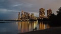 A man rests in the evening on the shores of Lake Ontario