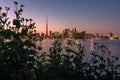 Toronto, Canada - August 4, 2019 : Toronto skyline lit up just after sunset, Royalty Free Stock Photo