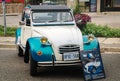 TORONTO, CANADA - 08 18 2018: 1964 Citroen 2CV oldtimer car made by French automobile manufacturer Citroen on display at the open