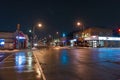 Night rain street view in downtown Toronto Royalty Free Stock Photo