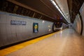 TORONTO CANADA - February 16, 2019: Modern quick train at a underground station in the city of Toronto, Canada