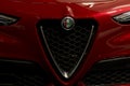 Toronto, Canada - 2018-02-19: Gorgeous grill of the new 2018 Alfa Romeo Stelvio premium SUV displayed on Alfa Romeo