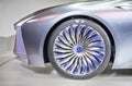 Toronto, Canada - 2018-02-19: Gorgeous wheel rim of the Lexus LS Concept, which was displayed on the Lexus brand