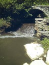 Under bridge waterfall