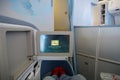 TORONTO, CANADA - JAN 21st, 2017: Air Canada Business class seat inside a Air Canada Airbus A330 on my way from Munich