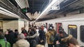 Crowd of people in the Toronto subway during the collapse
