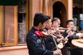TORONTO, ON, CANADA - JULY 29, 2018: A mariachi band plays in front of a crowd in Toronto`s vibrant Kensington Market.