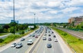 Traffic on Gardiner Expressway in Toronto, facing west.