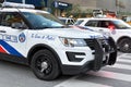 Police car during the demonstration in Toronto Royalty Free Stock Photo