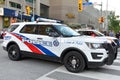 Police car during the demonstration in Toronto Royalty Free Stock Photo