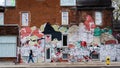 Toronto, Canada, Local Woman Walking Her Dog in Front of Colourful Wall During Coronavirus Pandemic