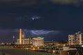 The first lightning storm of Spring over the Toronto Carpet Factory Royalty Free Stock Photo