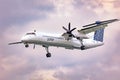 Porter Airlines plane approaching Billy Bishop Airport - De Havilland Canada DHC-8-400 turboprop aircraft