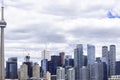 Toronto skyline with modern tall financial buildings in the background. Skyscrapers in Toronto Royalty Free Stock Photo