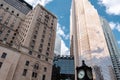 Skyscraper covered in golden glass in Toronto, Canada. Royal Bank Plaza building serving as a