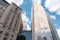 Skyscraper covered in golden glass in Toronto, Canada. Royal Bank Plaza building as a headquarter