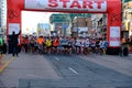 TORONTO, CANADA - May 5th, 2019 - 42nd Annual Toronto Marathon. People running through the city streets.