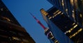 Toronto, Canada - May 6, 2023: View from below of Toronto city at night. Best time for tourist walk is Toronto Night Royalty Free Stock Photo