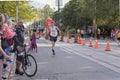 TORONTO, ON/CANADA - OCT 22, 2017: Marathon runner Andrew passing the 33km turnaround point at the 2017 Scotiabank Toronto