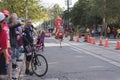 TORONTO, ON/CANADA - OCT 22, 2017: Marathon runner Edward passing the 33km turnaround point at the 2017 Scotiabank Toronto