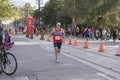 TORONTO, ON/CANADA - OCT 22, 2017: Marathon runner Edward passing the 33km turnaround point at the 2017 Scotiabank Toronto