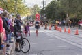 TORONTO, ON/CANADA - OCT 22, 2017: Marathon runner Frederic Bouchard passing the 33km turnaround point at the 2017 Scotiabank Tor