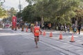 TORONTO, ON/CANADA - OCT 22, 2017: Marathon runner Jean-Philippe passing the 33km turnaround point at the 2017 Scotiabank Toronto