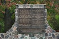 A memorial monument at Mount Pleasant Cemetery has the text of the Ten Commandments