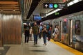 Toronto, Canada - 09 01 2018: Passengers of TTC subway coming from a train. Toronto Transit Commission is a public Royalty Free Stock Photo