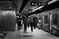 Toronto, Canada - 09 01 2018: Passengers of TTC subway coming from a train. Toronto Transit Commission is a public Royalty Free Stock Photo