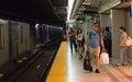 Toronto, Canada - 09 01 2018: Passengers of TTC subway waiting for a train at the station. Toronto Transit Commission is Royalty Free Stock Photo