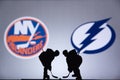 TORONTO, CANADA, SEPTEMBER. 11. 2020: NHL Stanley Cup conference Final, New York Islanders vs Tampa Bay Lightning. Silhouette Royalty Free Stock Photo