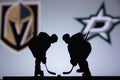 TORONTO, CANADA, SEPTEMBER. 11. 2020: NHL Stanley Cup conference Final, Vegas Golden Knights vs Dallas Stars. Silhouette photo, Royalty Free Stock Photo