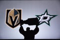 TORONTO, CANADA, SEPTEMBER. 11. 2020: NHL Stanley Cup conference Final, Vegas Golden Knights vs Dallas Stars. Silhouette photo, Royalty Free Stock Photo