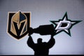 TORONTO, CANADA, SEPTEMBER. 11. 2020: NHL Stanley Cup conference Final, Vegas Golden Knights vs Dallas Stars. Silhouette photo, Royalty Free Stock Photo