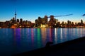 The Toronto, Canada skyline at night with reflections Royalty Free Stock Photo