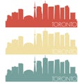 Toronto Canada Skyline Silhouette City Stamp Vector Color Vintage Set Logo Illustration Clipart.