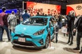 Toronto, Canada - 2018-02-19: Visitors of 2018 Canadian International AutoShow around the Prius c subcompact hybrid car on Toyota