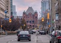 TORONTO, CANADA - 01 04 2020: Winter view on the Legislative Assembly of Ontario bulding at Queen`s Park seen from the Royalty Free Stock Photo