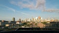 Toronto city center skyline during early morning golden hour sunrise