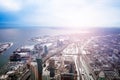 Toronto city downtown and Ontario lake at winter aerial view Royalty Free Stock Photo