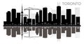 Toronto City skyline black and white silhouette with reflections Royalty Free Stock Photo