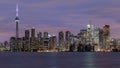 Toronto city skyline and lake night view Royalty Free Stock Photo