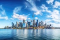 Toronto city skyline panorama with skyscrapers over lake Ontario, Canada, Downtown Sydney skyline in Australia, AI Generated Royalty Free Stock Photo