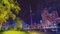 Toronto city skyline from the waterfront park on a beautiful starry night