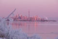Toronto city skyline during winter Polar Vortex Royalty Free Stock Photo