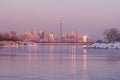 Toronto city skyline during winter Polar Vortex Royalty Free Stock Photo